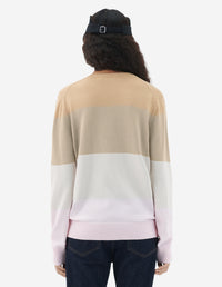 Pull rayé à manches longues avec écusson en laine - Camel Stripes