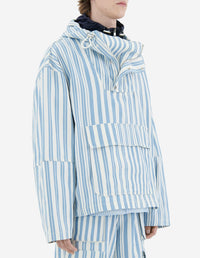 Striped boxy hooded jacket - Sky Blue Stripes