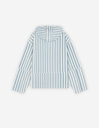 Striped boxy hooded jacket - Sky Blue Stripes