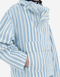 Striped boxy hooded jacket - Sky Blue Stripes