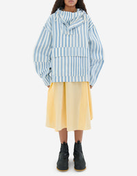 Striped boxy hooded jacket - Sky Blue Stripes
