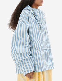 Striped boxy hooded jacket - Sky Blue Stripes