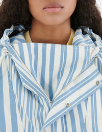 Striped boxy hooded jacket - Sky Blue Stripes