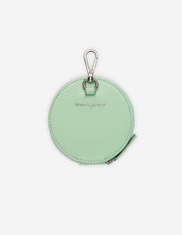 Porte-monnaie rond avec embossage en cuir - Mist Green