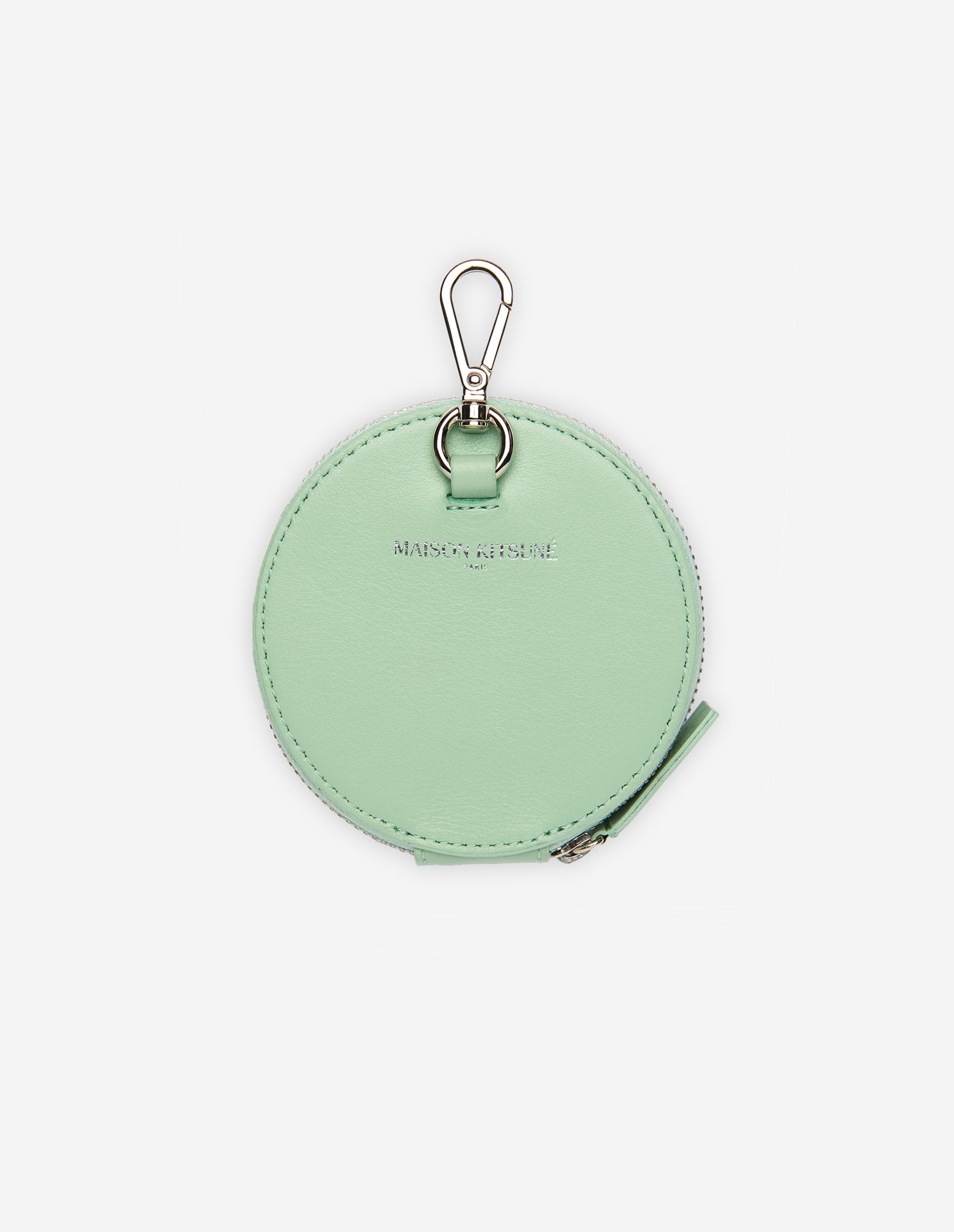 Porte-monnaie rond avec embossage en cuir - Mist Green