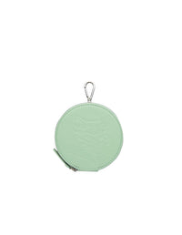 Porte-monnaie rond avec embossage en cuir - Mist Green