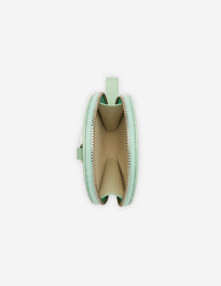 Porte-monnaie rond avec embossage en cuir - Mist Green