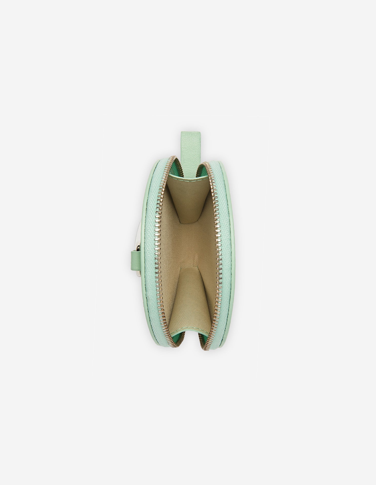 Porte-monnaie rond avec embossage en cuir - Mist Green