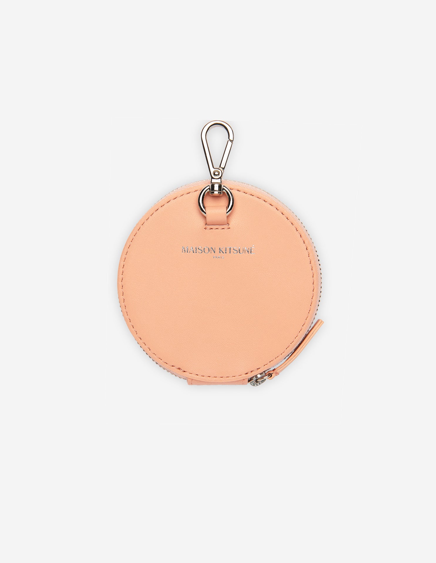 Porte-monnaie rond avec embossage en cuir - Peach