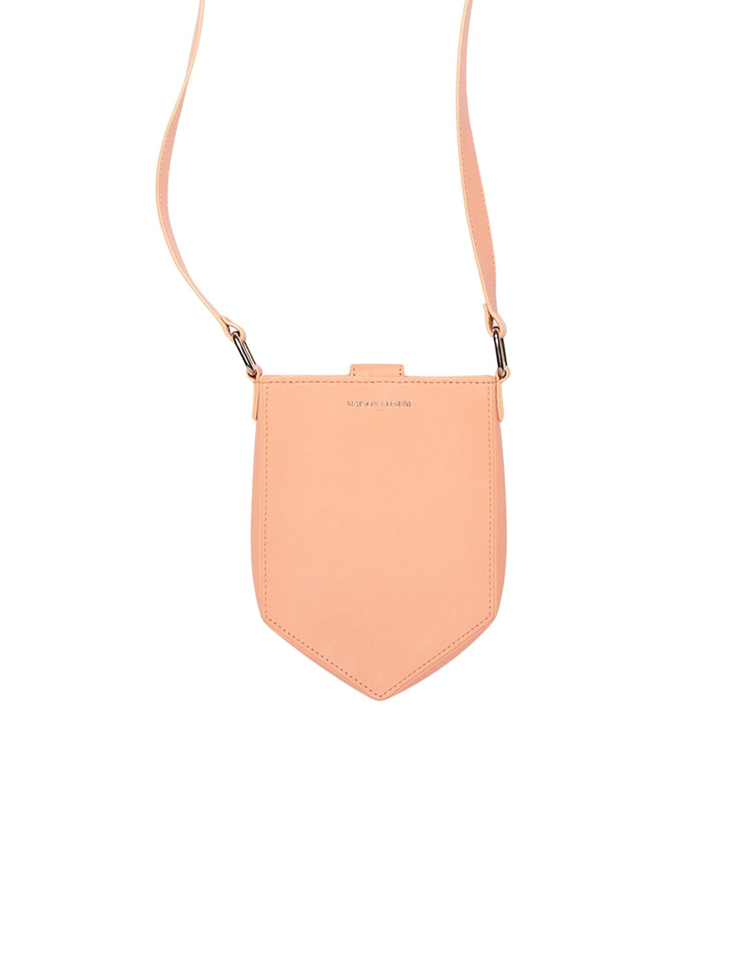 Small clutch bag with leather shoulder strap - Peach