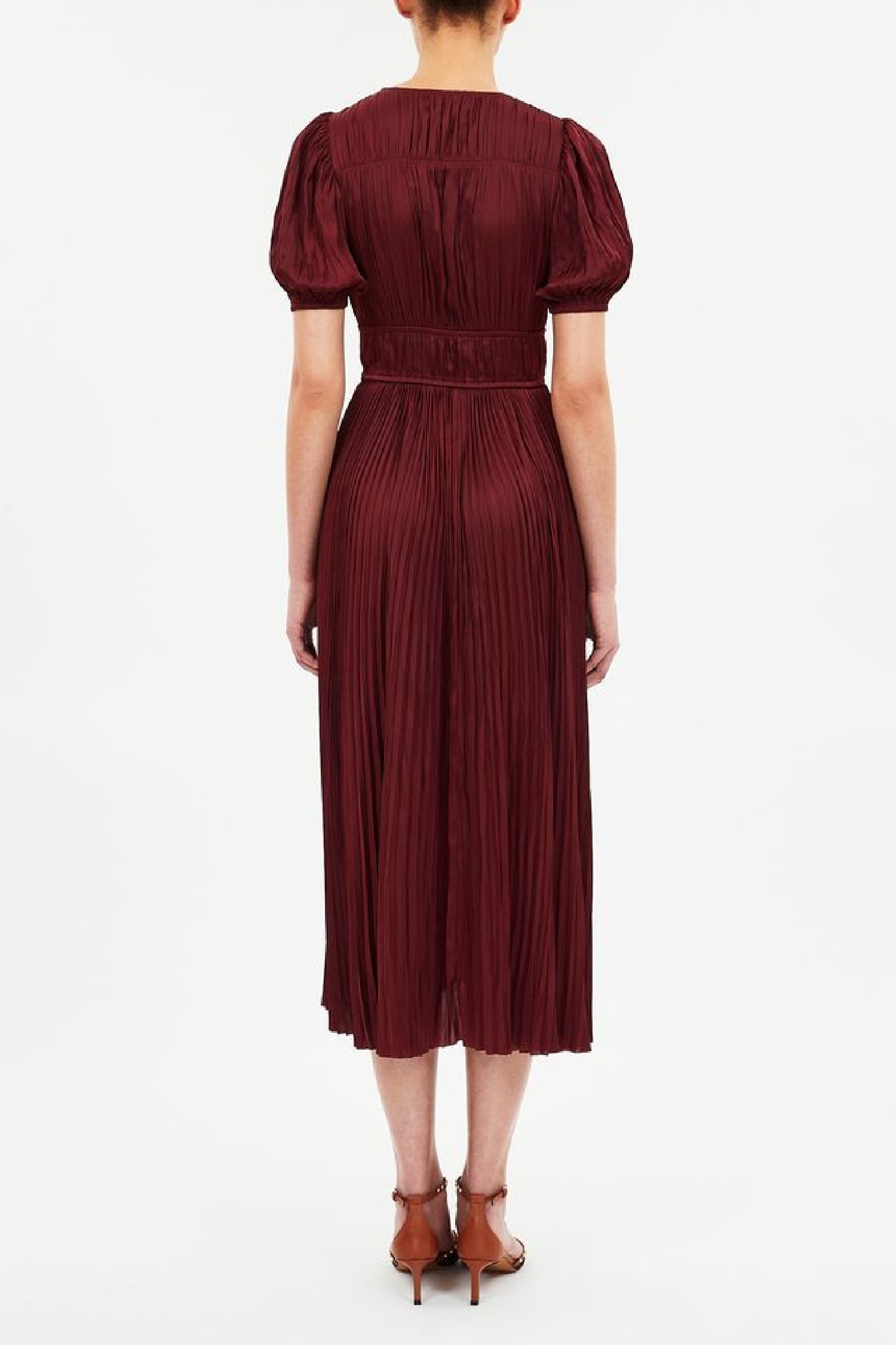 Robe Audra à manches bouffantes - Claret