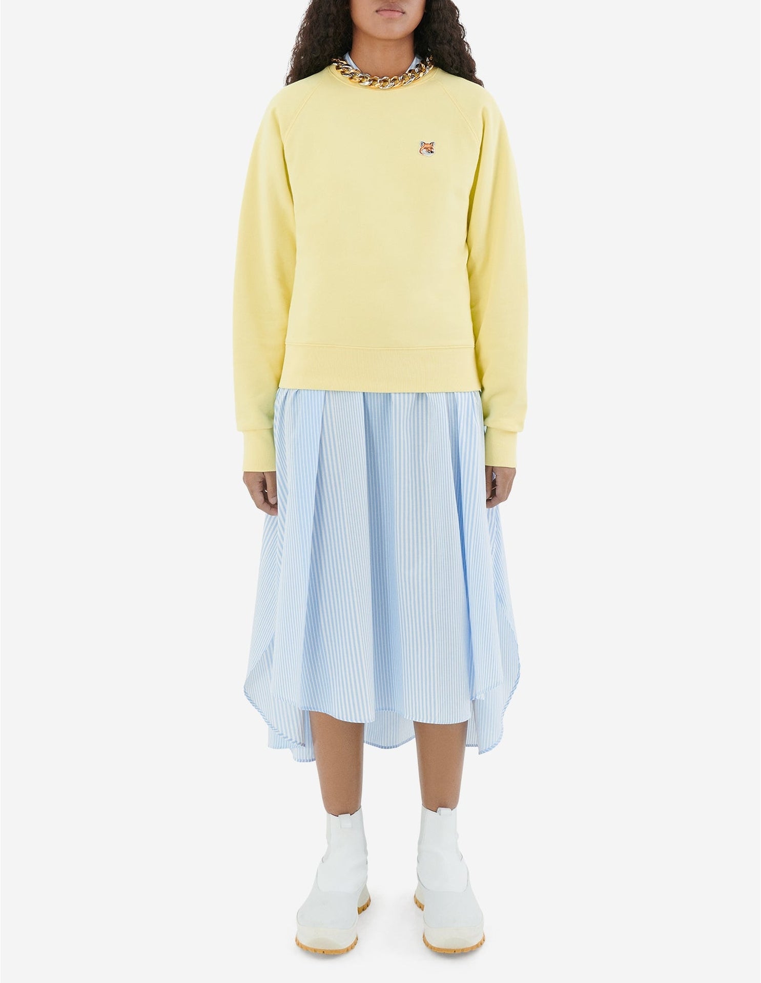 Sweatshirt à col rond ajusté avec écusson - Light Yellow