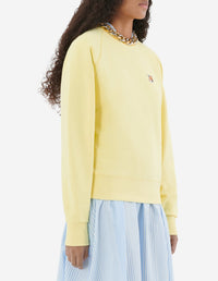 Sweatshirt à col rond ajusté avec écusson - Light Yellow