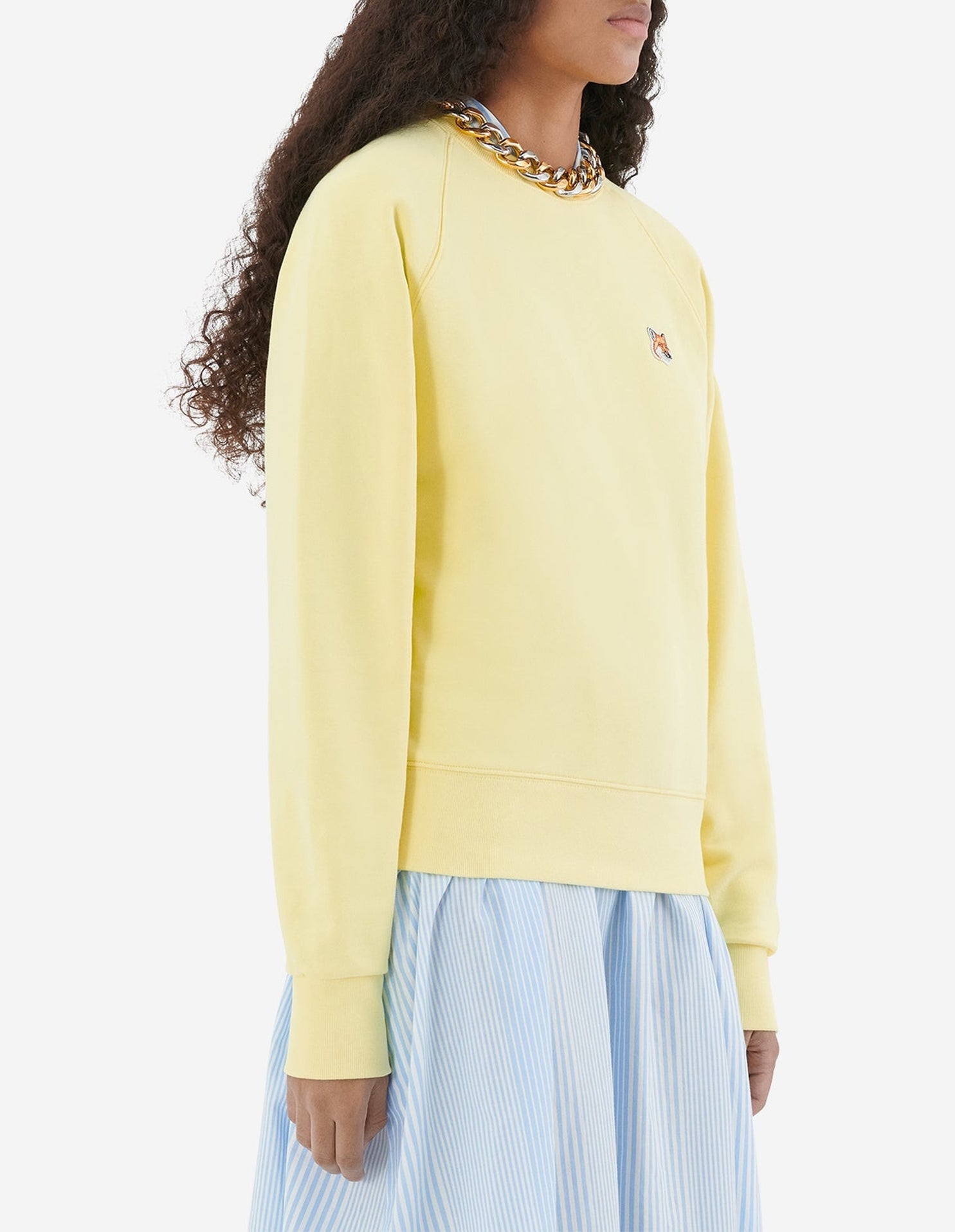 Sweatshirt à col rond ajusté avec écusson - Light Yellow
