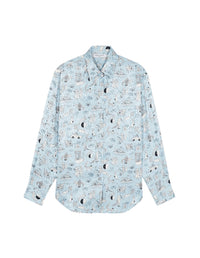 Maison Kitsuné x Olympia Le-Tan silk shirt - Baby Blue Design