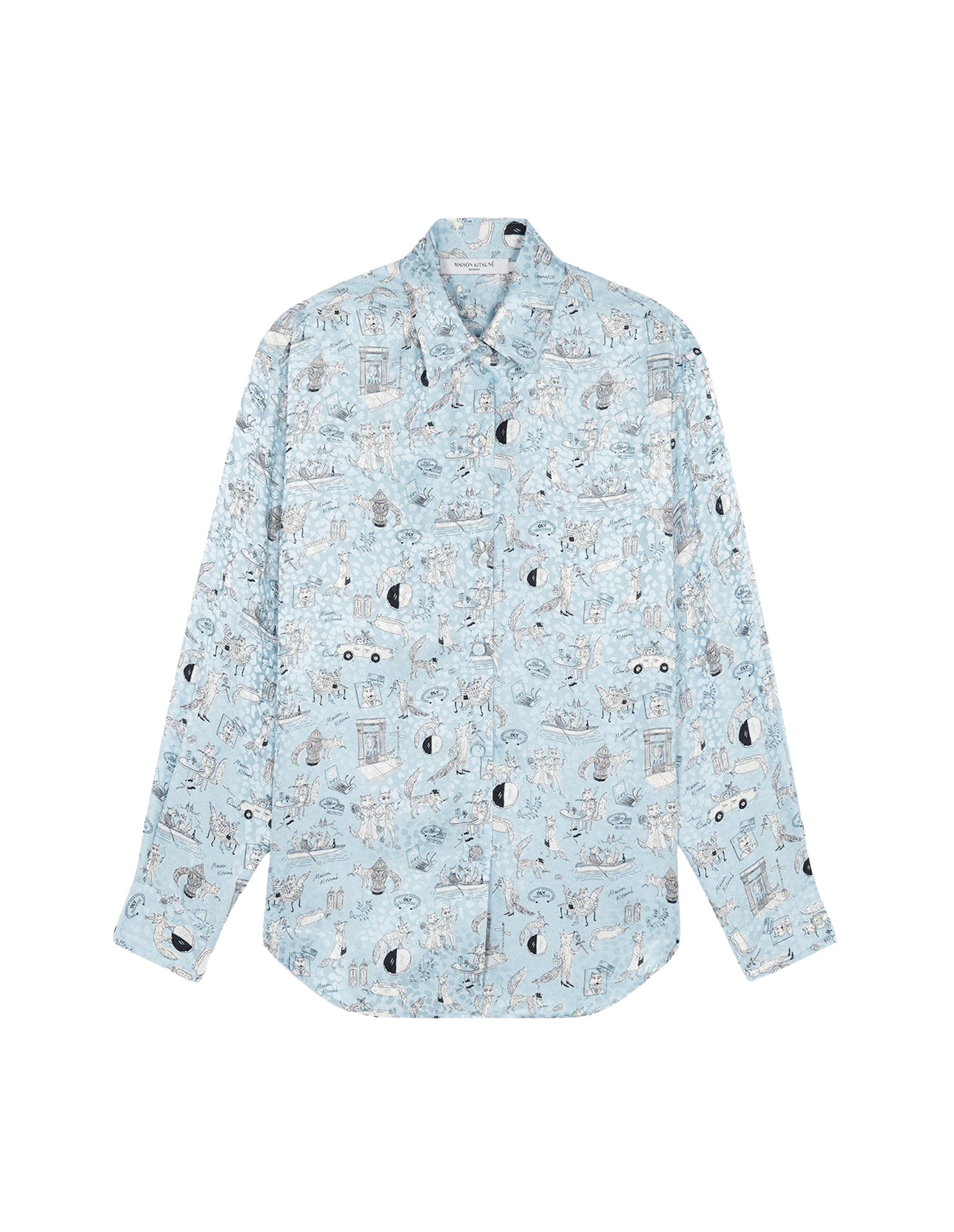 Maison Kitsuné x Olympia Le-Tan silk shirt - Baby Blue Design