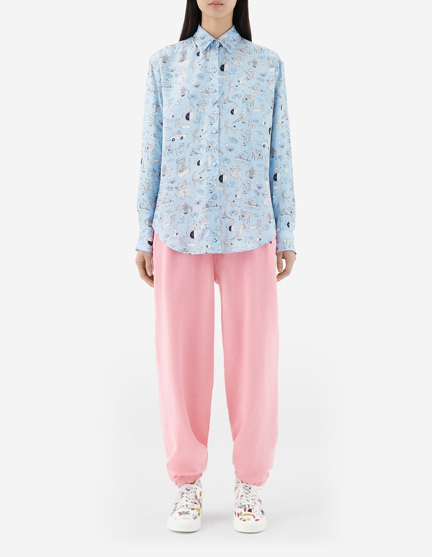 Maison Kitsuné x Olympia Le-Tan silk shirt - Baby Blue Design