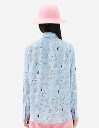Maison Kitsuné x Olympia Le-Tan silk shirt - Baby Blue Design