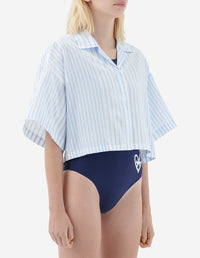 Chemise oversize courte rayée - Sky Blue Stripes