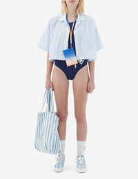 Chemise oversize courte rayée - Sky Blue Stripes