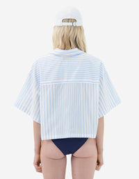 Chemise oversize courte rayée - Sky Blue Stripes