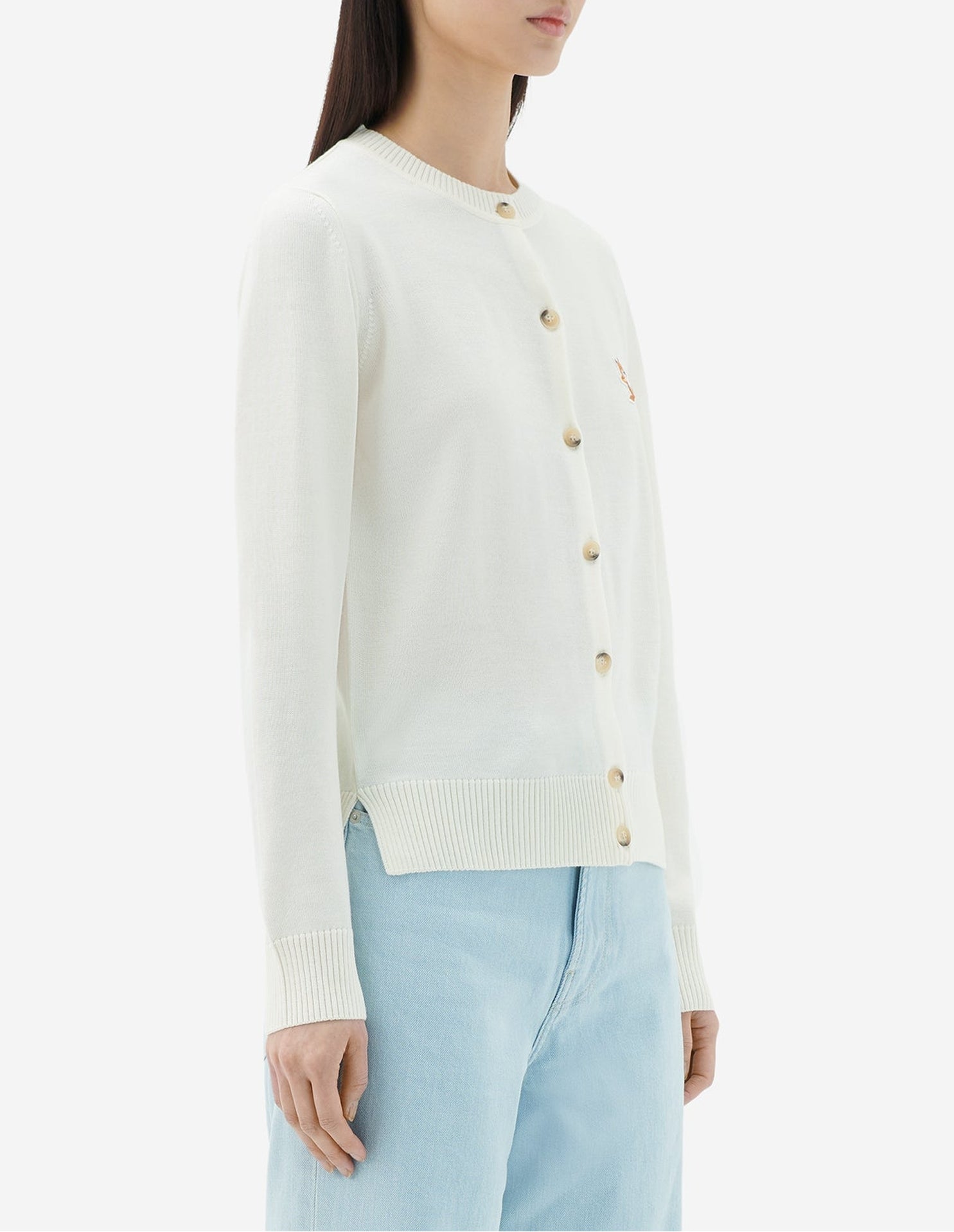 Cardigan à col rond en laine - Ecru