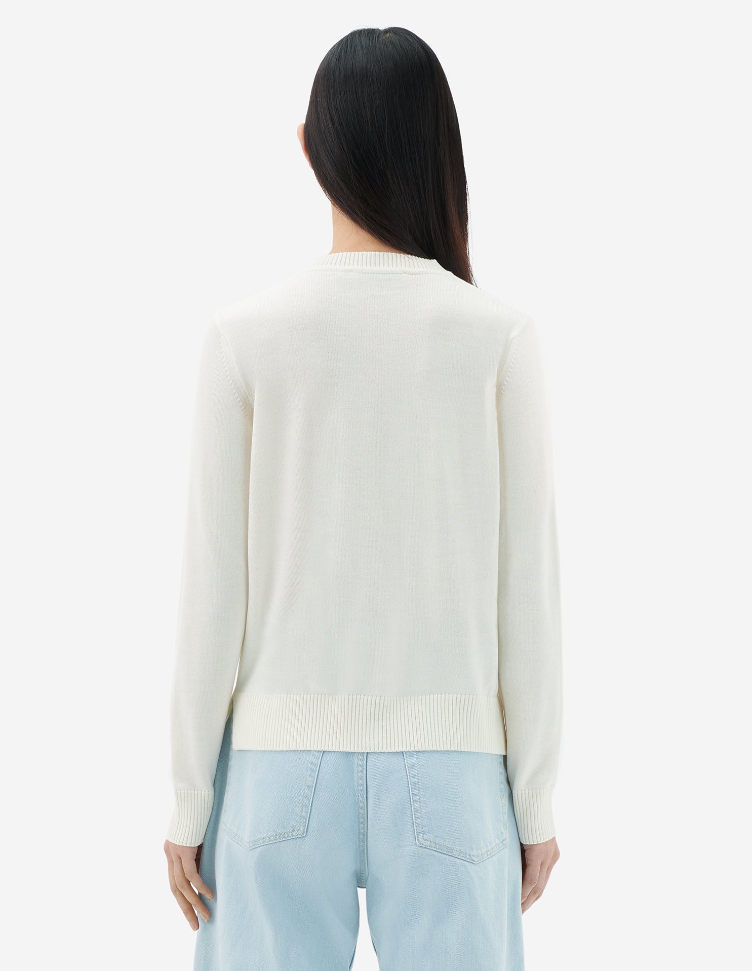 Cardigan à col rond en laine - Ecru