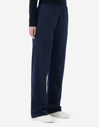 Pantalon évasé à taille élastiquée en laine - Dark Navy