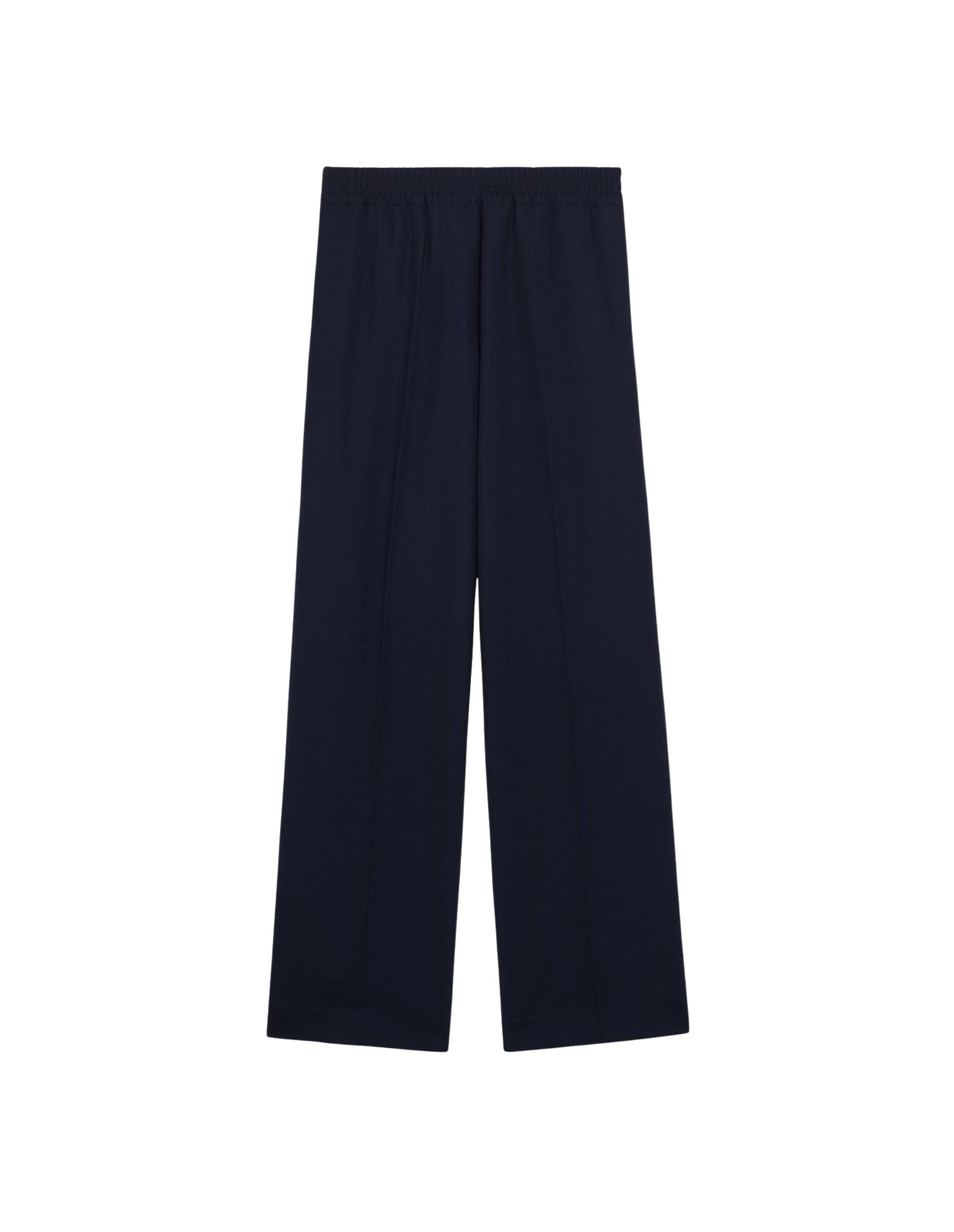 Pantalon évasé à taille élastiquée en laine - Dark Navy