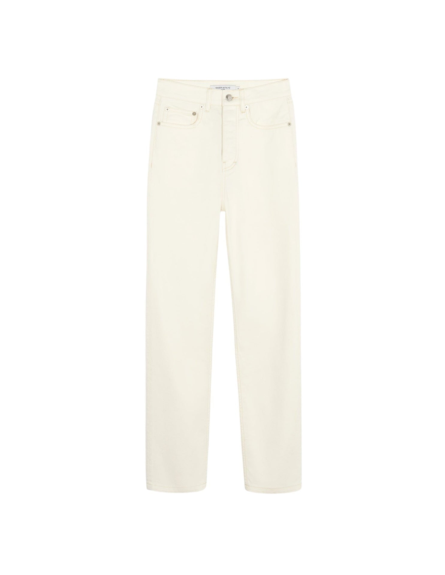 Pantalon droit 7/8 en denim - Ecru
