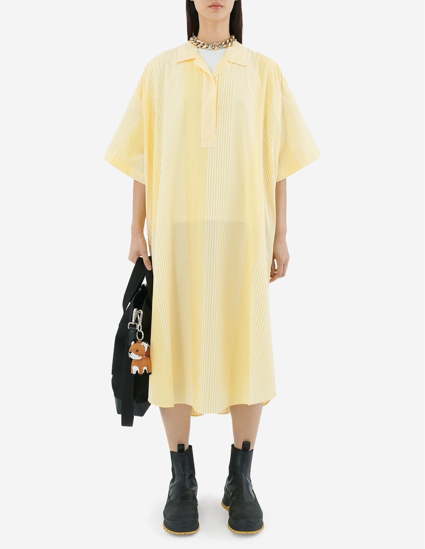 Robe chemise rayée oversize - Sun Yellow Stripes