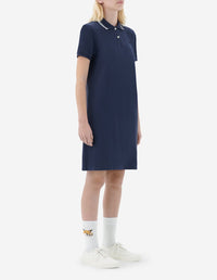 Robe polo à manches courtes avec écusson ton sur ton - Navy