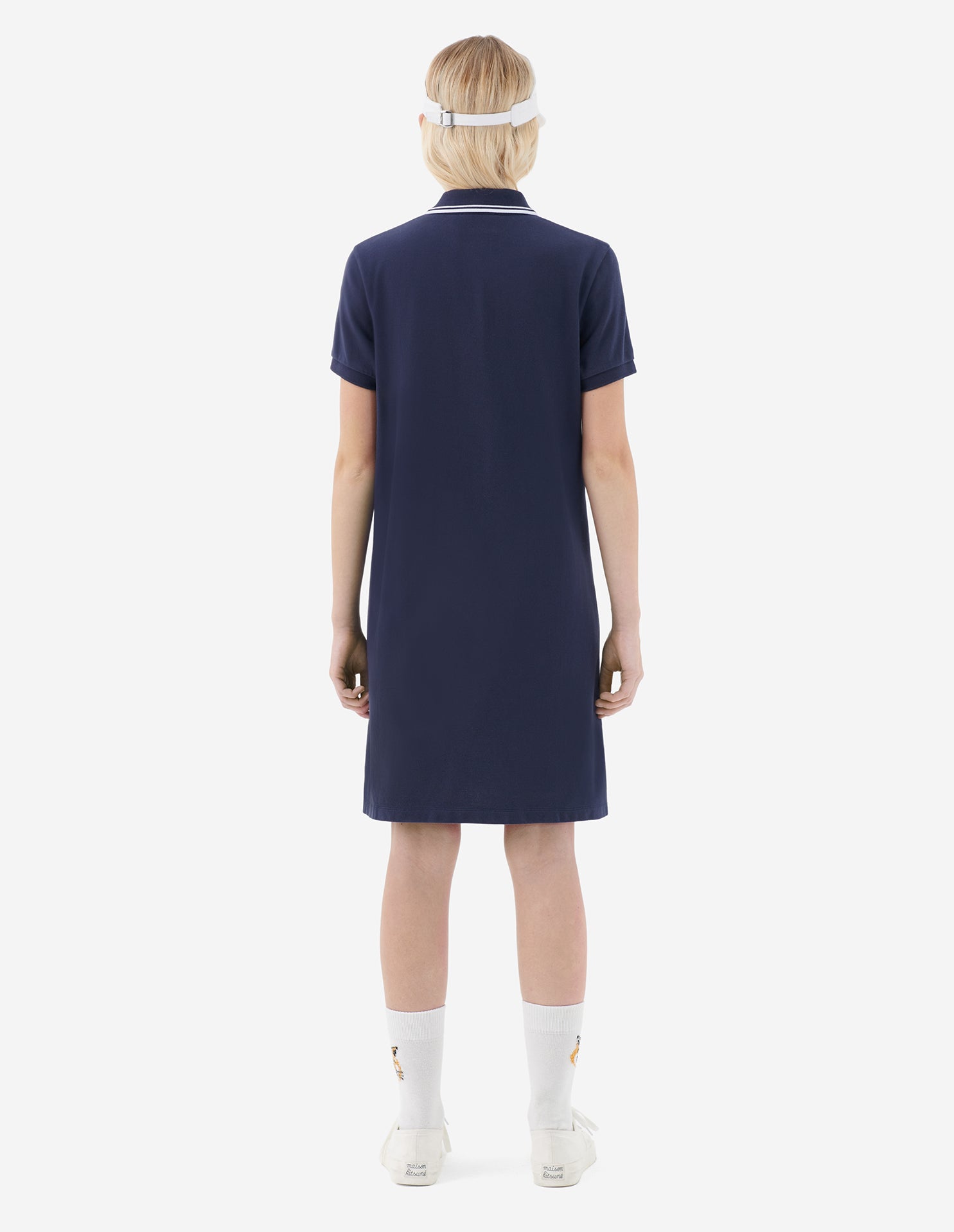 Robe polo à manches courtes avec écusson ton sur ton - Navy
