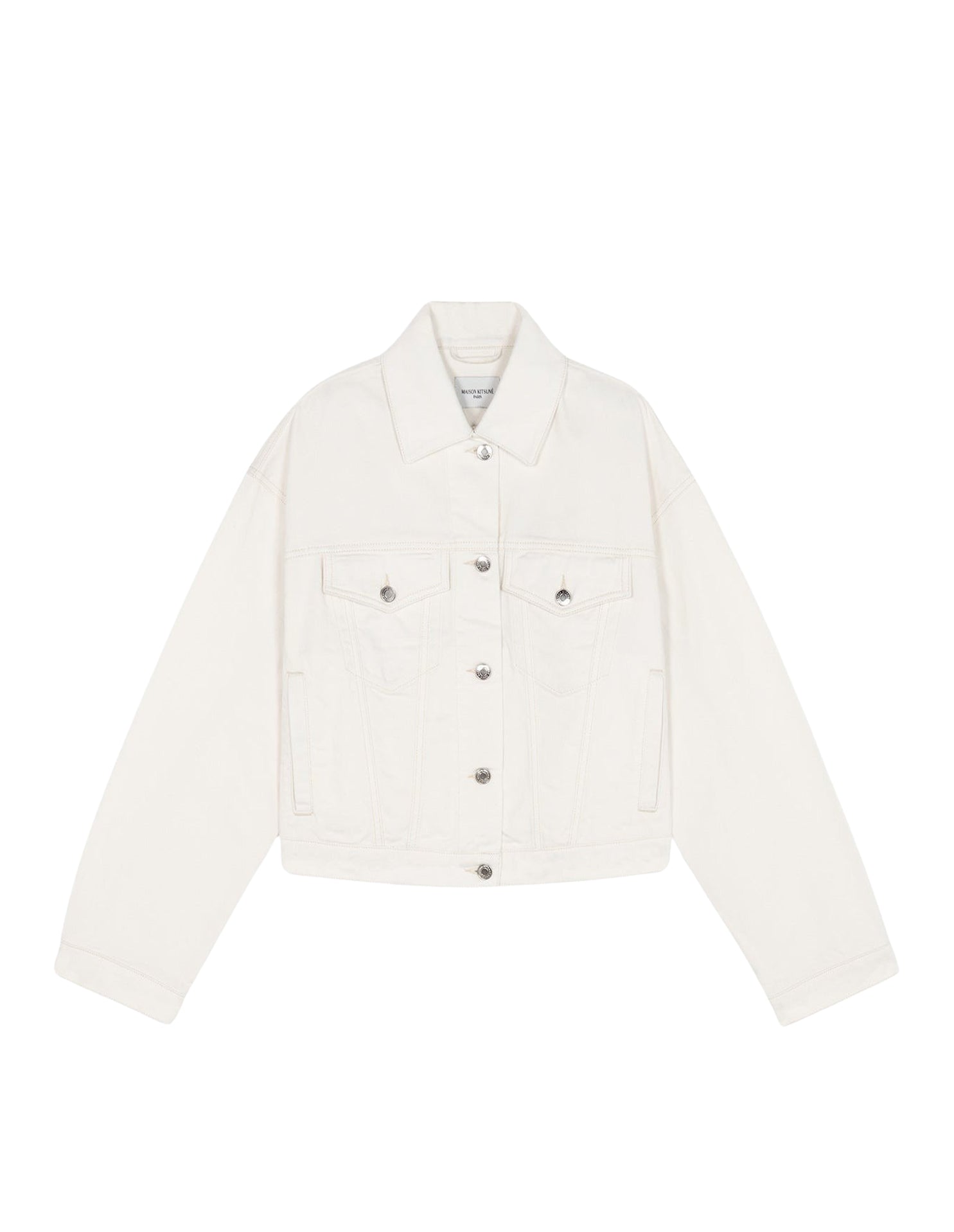 Veste courte avec écusson en denim - Ecru