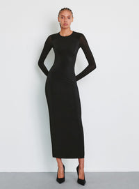 Sheer Dress Midi - Black