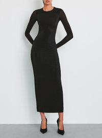 Sheer Dress Midi - Black