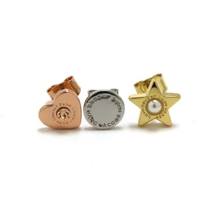 Set de trois boucles d'oreilles en laiton - Multicolor