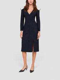 Robe Francoise cintrée en laine - Navy & Off White