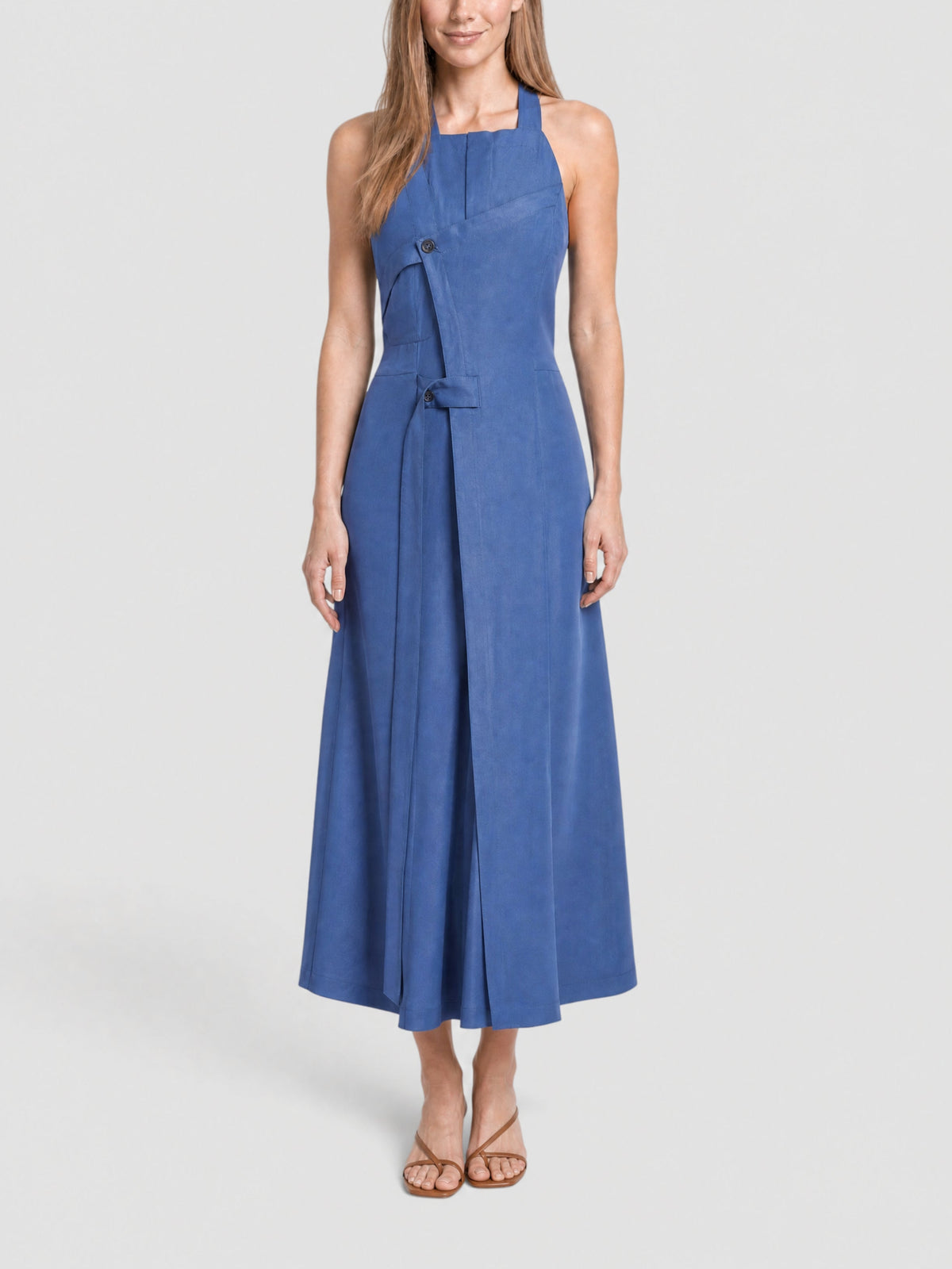 Robe midi Marco en soie mélangée - Blue