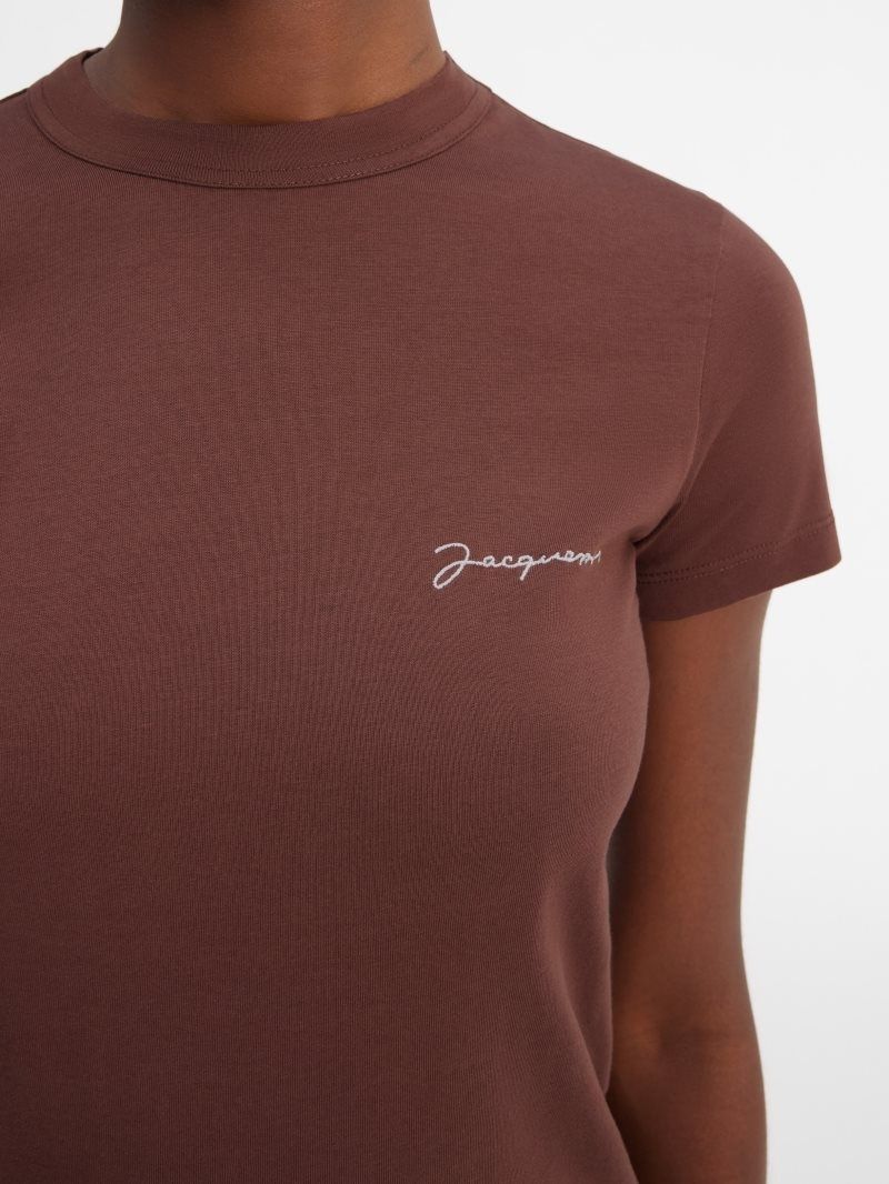 T-shirt à logo brodé - Brown