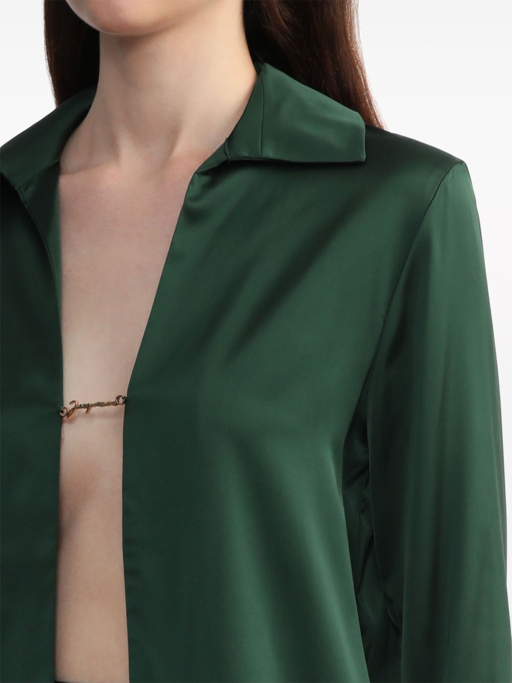 90€ / 6 sold //7 QTY / ST86%   Chemise Notte avec logo métallique en satin - Dark Green