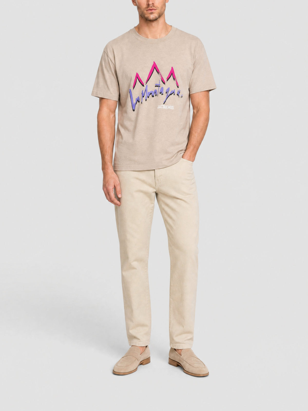 55€ / 11 sold //21 QTY / ST52%   T-shirt Montagne 80 avec logo - Beige
