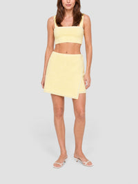 75€ / 1 sold //76 QTY / ST1%   Jupe asymétrique Sorbetto à liseré - Light Yellow