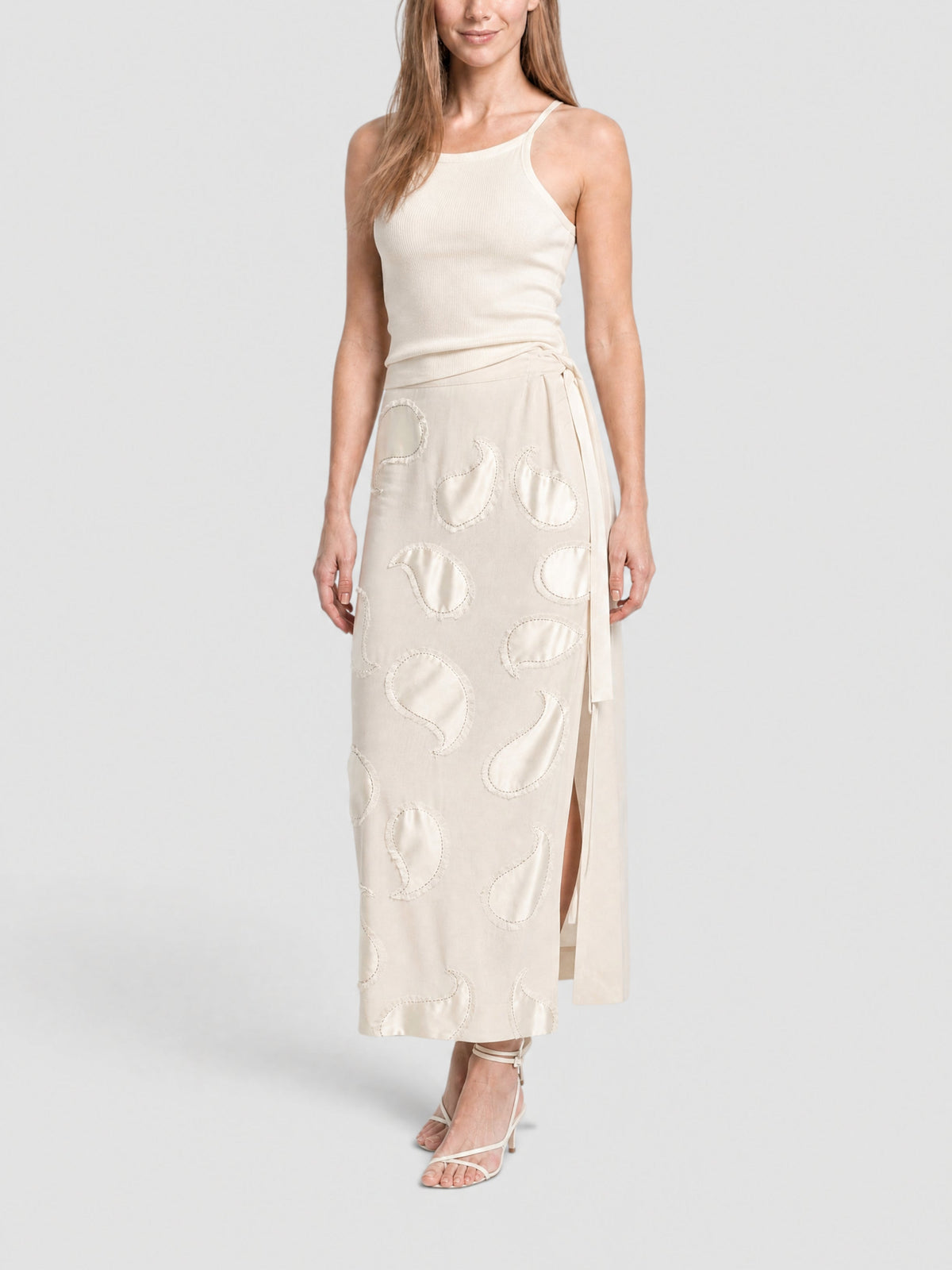 75€ / 1 sold //1 QTY / ST100%   Jupe Draggiu fendue - Off White Embroidery