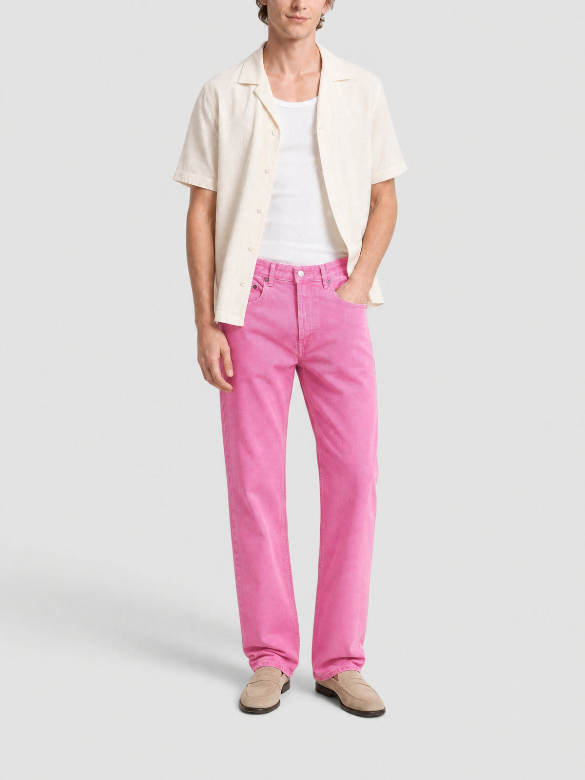 90€ / 1 sold //6 QTY / ST17%   Pantalon De-Nimes Fresa en denim - Pink White