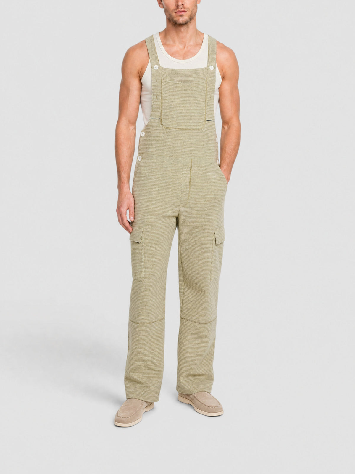 150€ / 0 sold //1 QTY / ST0%   Salopette à rayures - Light Khaki
