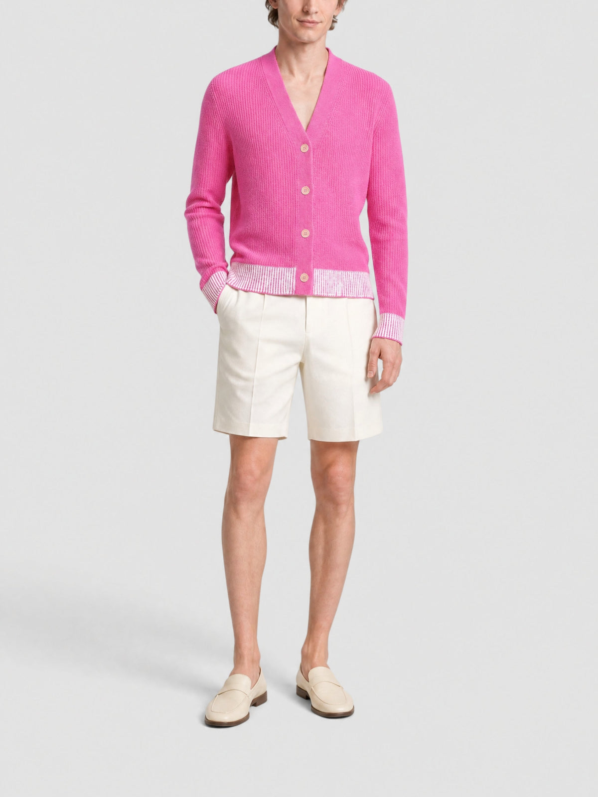 90€ / 3 sold //3 QTY / ST100%   Cardigan Limone bicolore - Pink
