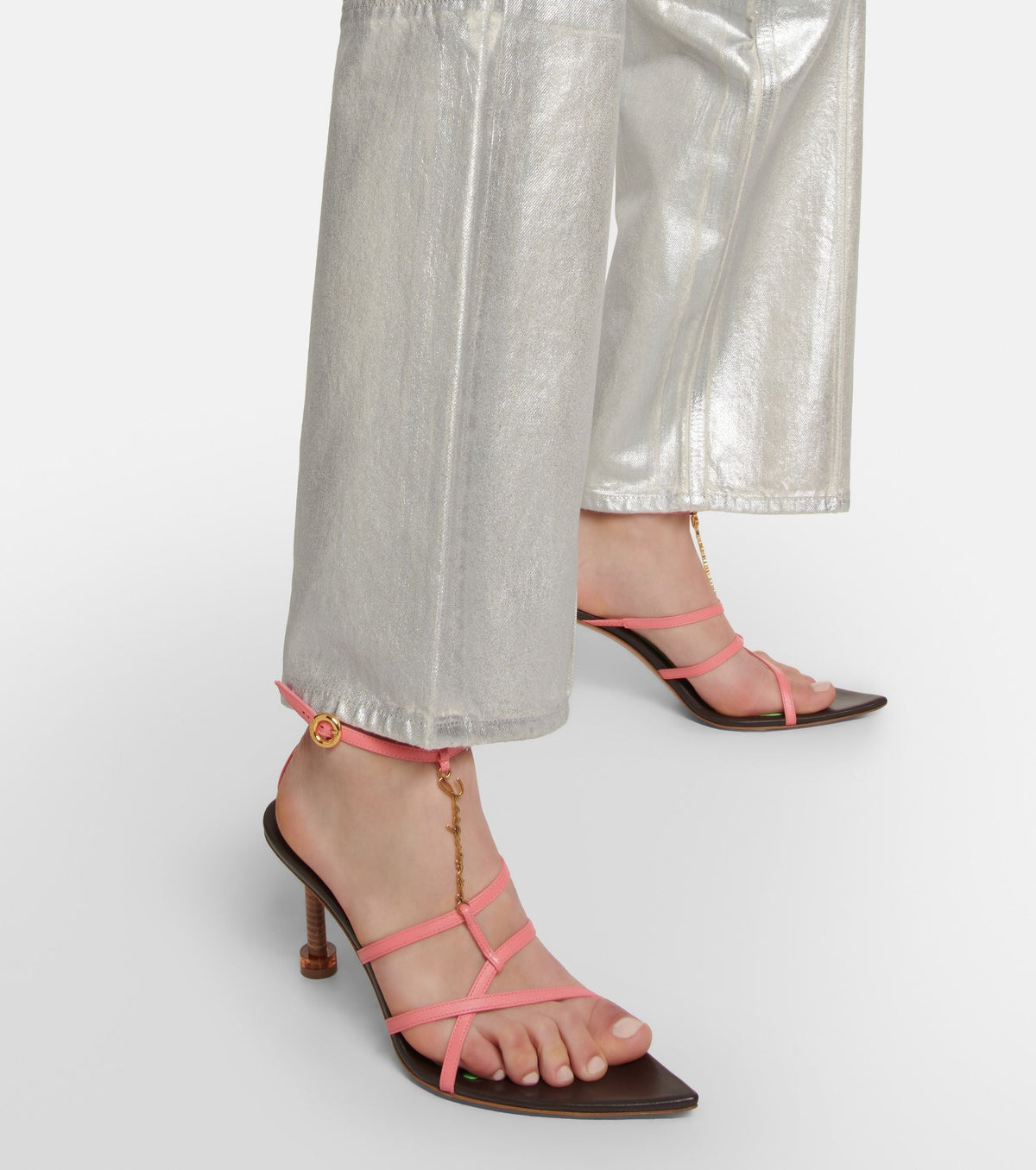 150€ / 2 sold //2 QTY / ST100%   Sandales hautes Pralu 90 en cuir - Pink