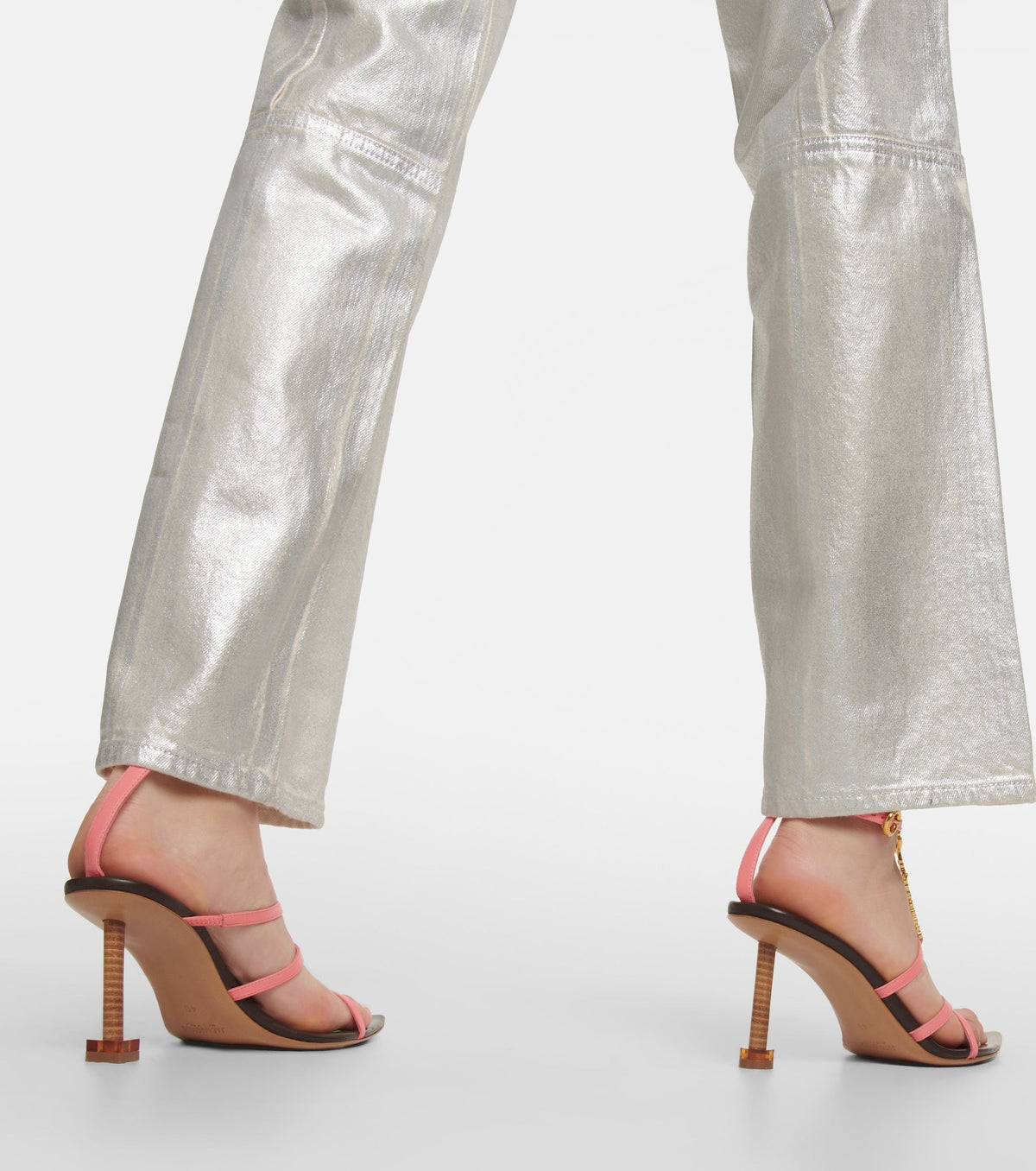 150€ / 2 sold //2 QTY / ST100%   Sandales hautes Pralu 90 en cuir - Pink