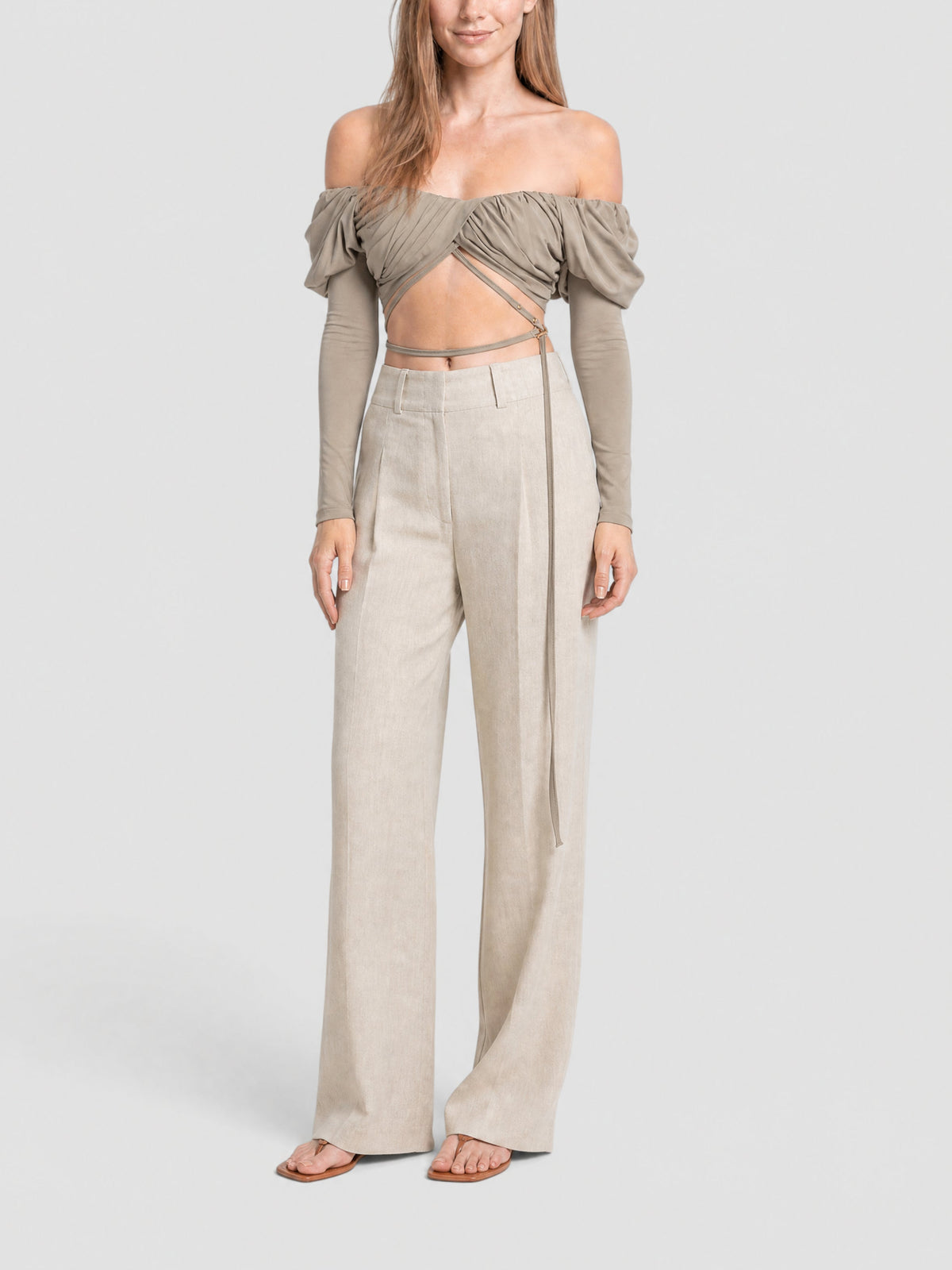 55€ / 0 sold //5 QTY / ST0%   Blouse Spalla drapé - Light Khaki